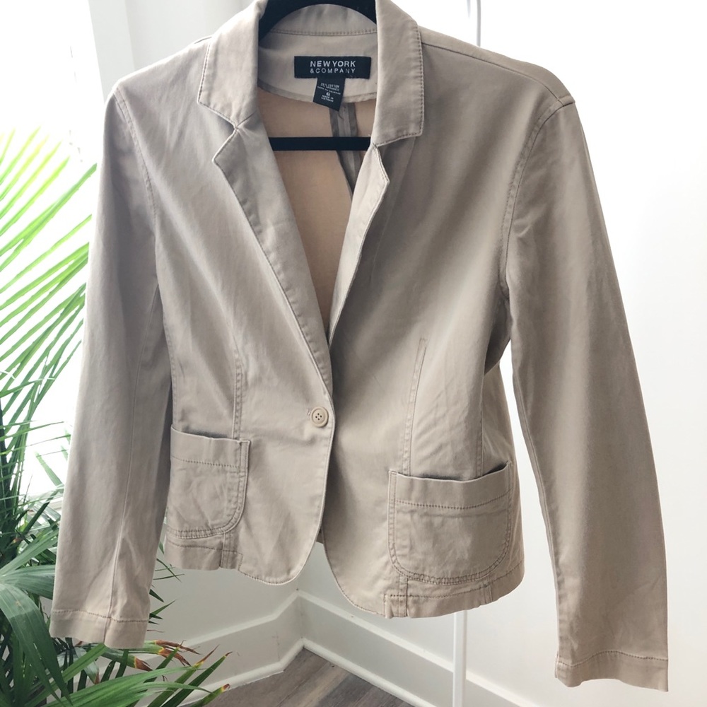 Single-Buttoned Blazer Jacket (Khaki) - image 1
